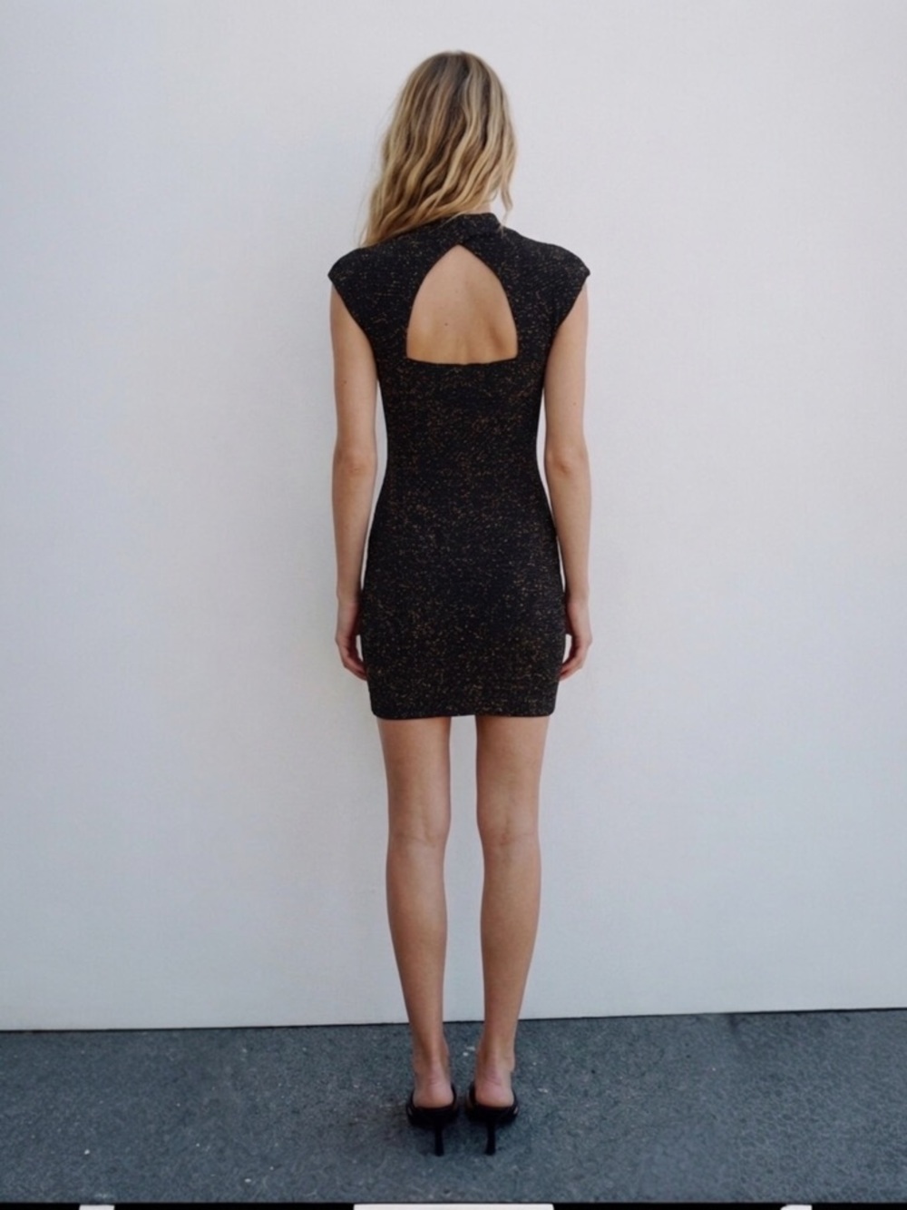 Vintage Le Château Made in Canada Metallic Cutout Bodycon Dress Size S Black - Picture 2 of 8